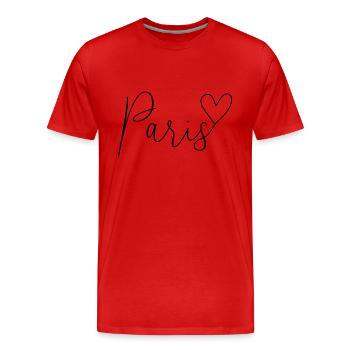 Paris Herz Schrift Schriftzug - Männer Premium Bio T-Shirt - Rot - Vorne - Damien (186cm)