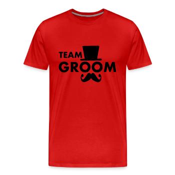 Team groom - Men's Premium Organic T-Shirt - red - Front - Damien (186cm)