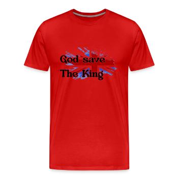 God Save the King - New King England - Männer Premium Bio T-Shirt - Rot - Vorne - Damien (186cm)