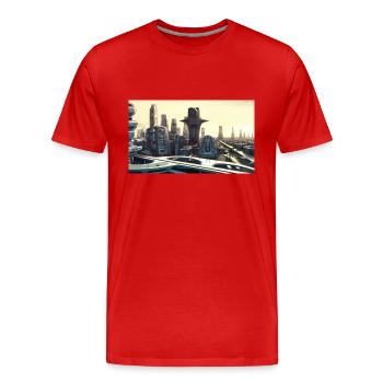 Ville du futur - T-shirt bio Premium Homme - rouge - Devant - Damien (186cm)