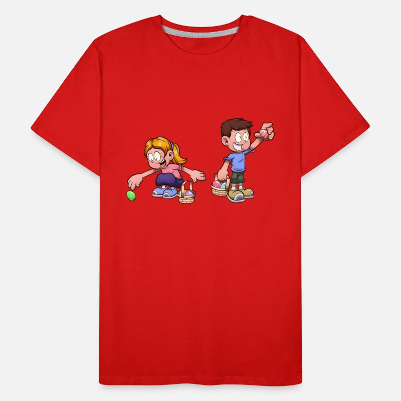 Kids Doing An Easter Egg Hunt Men's Premium Organic T-Shirt