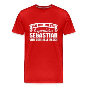 Sebastian Vorname Geschenk - Männer Premium Bio T-Shirt - Rot - Vorne - Damien (186cm)