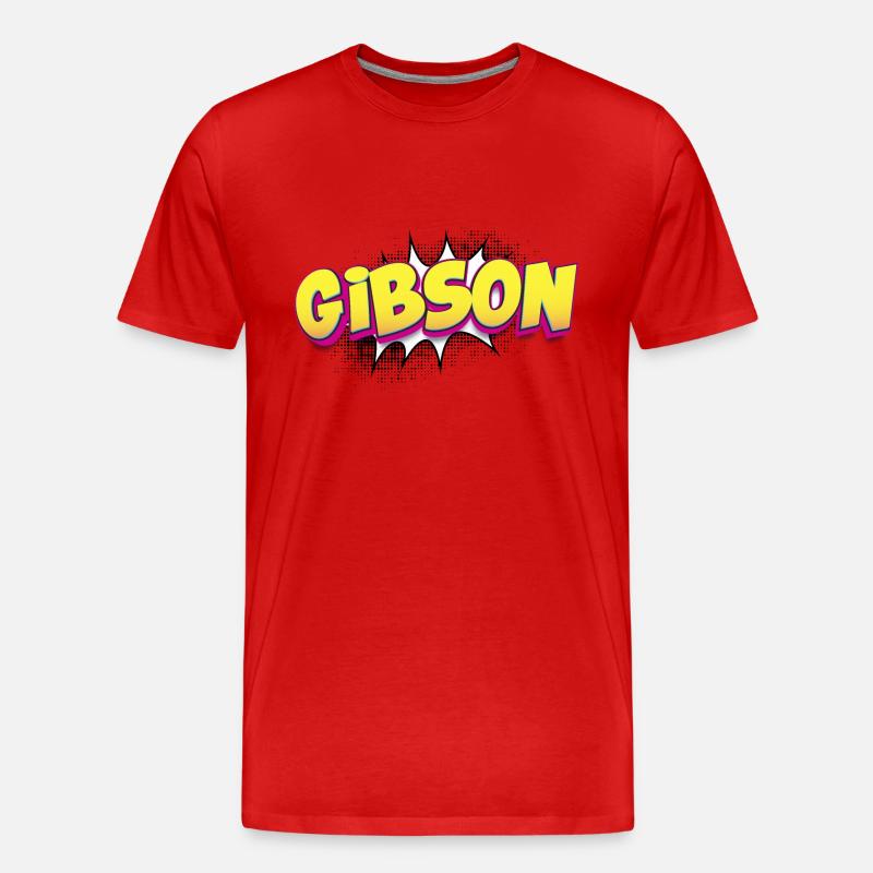Gibsom benutzerdefinierter Name Comic-Stil Pop-Art, - Männer Premium Bio T-Shirt - Rot