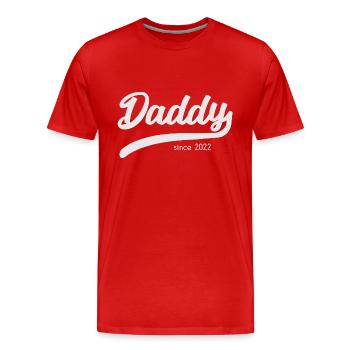 Daddy Since 2022 - Stilvolles Vater T-Shirt - Männer Premium Bio T-Shirt - Rot - Vorne - Damien (186cm)