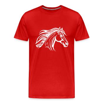 Cheval robuste à crinière étalon équestre - T-shirt bio Premium Homme - rouge - Devant - Damien (186cm)