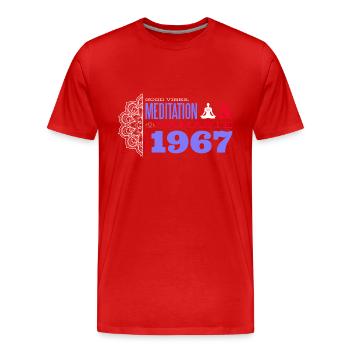 Namaste - Meditieren seit 1967 - 58 Jahre Zen - Männer Premium Bio T-Shirt - Rot - Vorne - Damien (186cm)