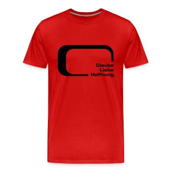 glaube liebe hoffnung - Männer Premium Bio T-Shirt - Rot - Vorne - Damien (186cm)