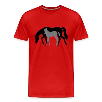 Mare and Foal Horse Design - Men's Premium Organic T-Shirt - red - Front - Damien (186cm)