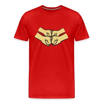 4 Haende Crew - Männer Premium Bio T-Shirt - Rot - Vorne - Damien (186cm)