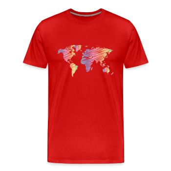 Pastel World Map Colorful World - Men's Premium Organic T-Shirt - red - Front - Damien (186cm)