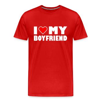 love my I heart my boyfriend - T-shirt bio Premium Homme - rouge - Devant - Damien (186cm)