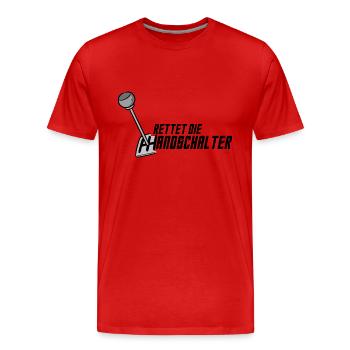 Rettet die Handschalter - Männer Premium Bio T-Shirt - Rot - Vorne - Damien (186cm)