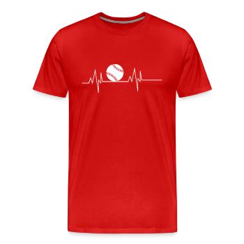 Softball Herzschlag - Männer Premium Bio T-Shirt - Rot - Vorne - Damien (186cm)