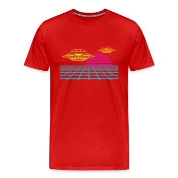 Donnez à votre tenue une invasion rétro d’OVNI - T-shirt bio Premium Homme - rouge - Devant - Damien (186cm)