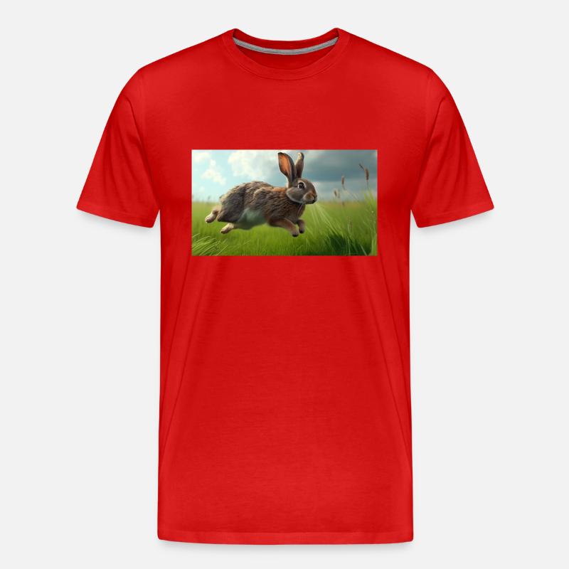 Jumping Rabbit - Männer Premium Bio T-Shirt - Rot