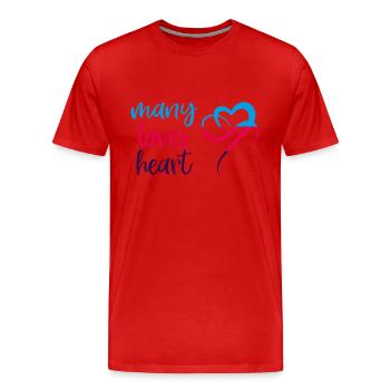 Polyamorie MANY LOVES HEART - Männer Premium Bio T-Shirt - Rot - Vorne - Damien (186cm)