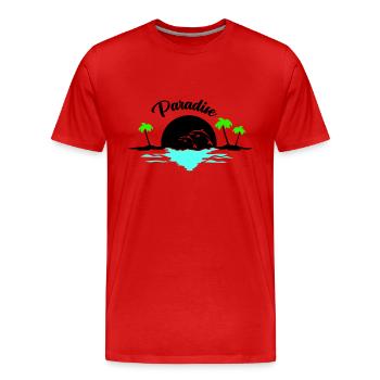 Dauphins au coucher du soleil - T-shirt bio Premium Homme - rouge - Devant - Damien (186cm)