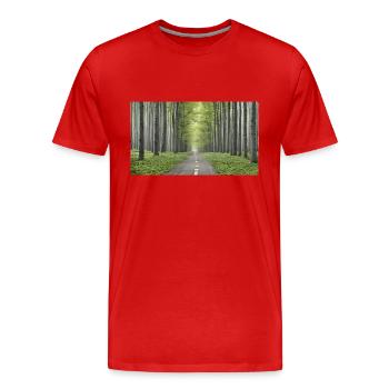 Strasse im Wald - Männer Premium Bio T-Shirt - Rot - Vorne - Damien (186cm)