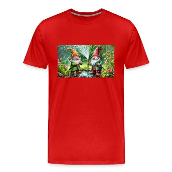 Mignons petits gnomes Vie quotidienne – bataille d’eau - T-shirt bio Premium Homme - rouge - Devant - Damien (186cm)