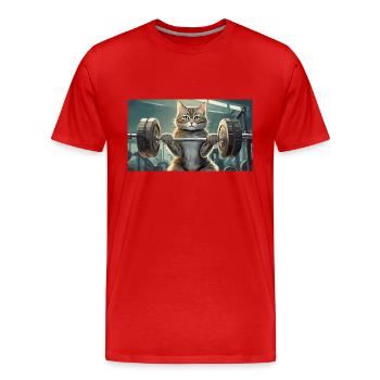 Wortspiel mehrdeutiger deutscher Ausdruck - Muskelkater - Männer Premium Bio T-Shirt - Rot - Vorne - Damien (186cm)