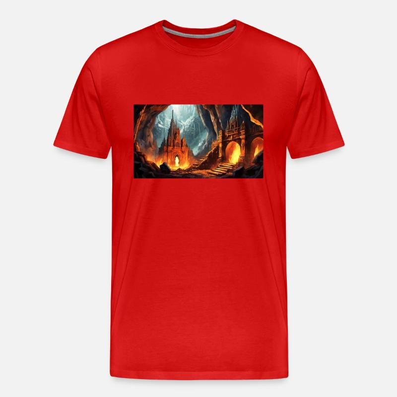 wunderschöne mythische Orte – Avalon - Männer Premium Bio T-Shirt - Rot