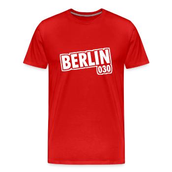 Berlin - 030 - Capitale - Allemagne - Indicatif régional - T-shirt bio Premium Homme - rouge - Devant - Damien (186cm)