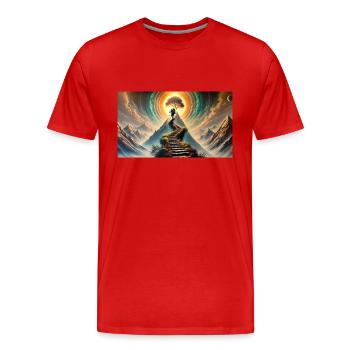 Der Weg nach oben - Männer Premium Bio T-Shirt - Rot - Vorne - Damien (186cm)