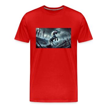 PFERD DER APOKALYPSE - Männer Premium Bio T-Shirt - Rot - Vorne - Damien (186cm)