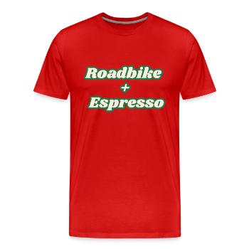 Roadbike + Espresso - Männer Premium Bio T-Shirt - Rot - Vorne - Damien (186cm)
