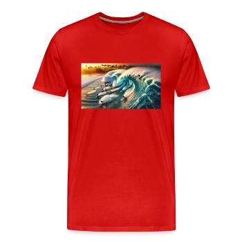 Surfeurs de pipelining - T-shirt bio Premium Homme - rouge - Devant - Damien (186cm)