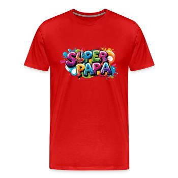 Cooles Superpapa Shirt im Graffiti Style für Väter - Männer Premium Bio T-Shirt - Rot - Vorne - Damien (186cm)