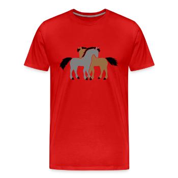 2 Chevaux Équipe Poney Poulain Couple Amoureux Amis - T-shirt bio Premium Homme - rouge - Devant - Damien (186cm)
