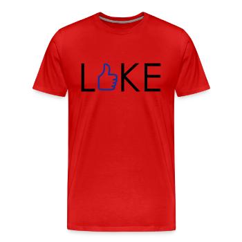 I Like - Gefällt mir - Daumen hoch - Männer Premium Bio T-Shirt - Rot - Vorne - Damien (186cm)