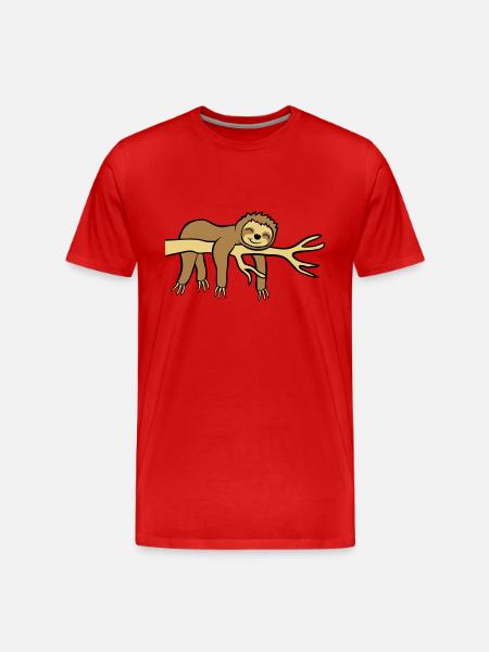 Happy hanging sloth - Men's Premium Organic T-Shirt - red