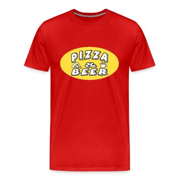 Pizza - Männer Premium Bio T-Shirt - Rot - Vorne - Damien (186cm)