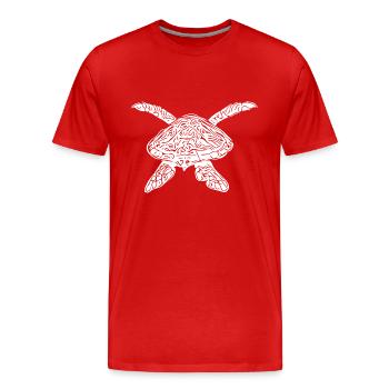 Vintage Schildkröte in Flug - Männer Premium Bio T-Shirt - Rot - Vorne - Damien (186cm)