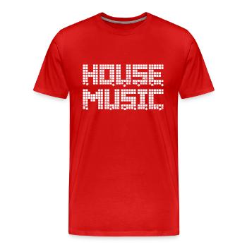 House Music Pixel Retro - Männer Premium Bio T-Shirt - Rot - Vorne - Damien (186cm)