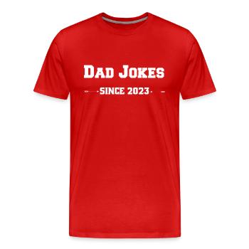 Papa plaisante depuis 2023 - T-shirt bio Premium Homme - rouge - Devant - Damien (186cm)
