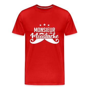 Monsieur Moustache - T-shirt bio Premium Homme - rouge - Devant - Damien (186cm)