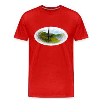 Cottage au bord de la mer au milieu de la solitude de la nature. - T-shirt bio Premium Homme - rouge - Devant - Damien (186cm)