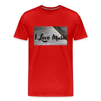 I Love Music 2 - Männer Premium Bio T-Shirt - Rot - Vorne - Damien (186cm)