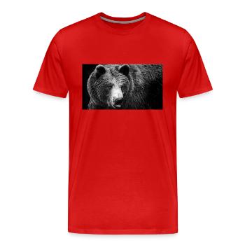 Encounter with Black Bear / Brown Bear / Grizzly - Men's Premium Organic T-Shirt - red - Front - Damien (186cm)