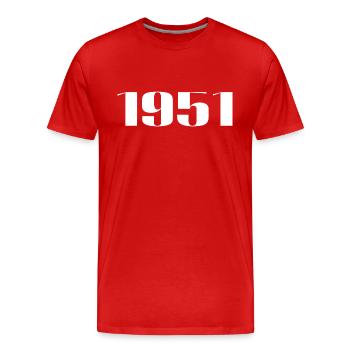 1951 - Cadeau né en 1951 - T-shirt bio Premium Homme - rouge - Devant - Damien (186cm)