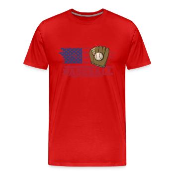 Baseball Catcher Pitcher Sportplatz Handschuhe - Männer Premium Bio T-Shirt - Rot - Vorne - Damien (186cm)