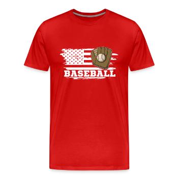 Baseball Catcher Pitcher Sportplatz Handschuhe - Männer Premium Bio T-Shirt - Rot - Vorne - Damien (186cm)