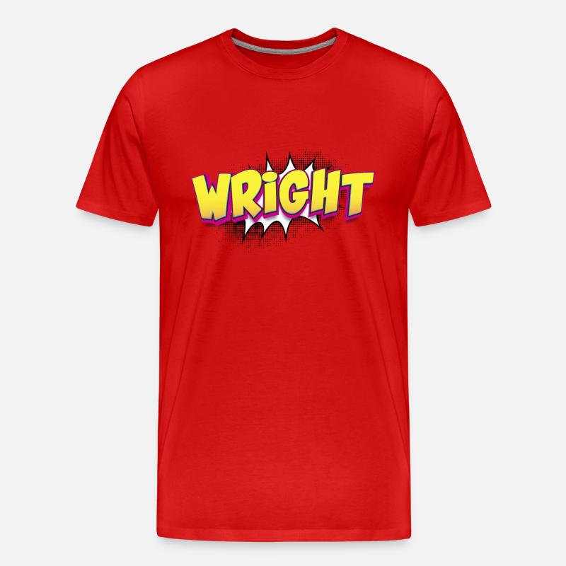 Wright benutzerdefinierter Name Comic-Buch-Stil Pop-Art, - Männer Premium Bio T-Shirt - Rot