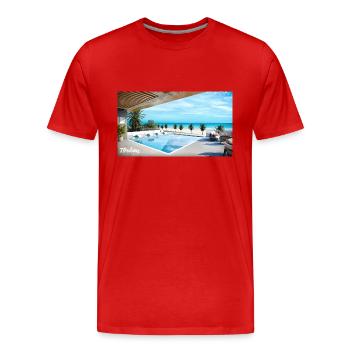 Pool und Strand - Männer Premium Bio T-Shirt - Rot - Vorne - Damien (186cm)