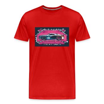 Nightlife Racecar Blue - Men's Premium Organic T-Shirt - red - Front - Damien (186cm)