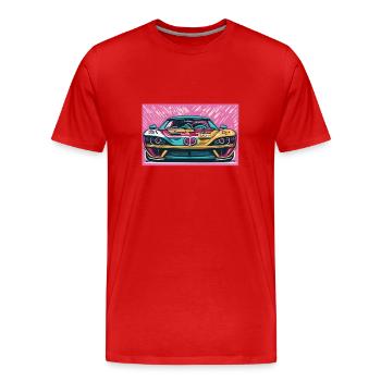 70’s Racecar - Männer Premium Bio T-Shirt - Rot - Vorne - Damien (186cm)