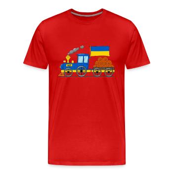 Ukraine Flag Basketball Chemin de fer - T-shirt bio Premium Homme - rouge - Devant - Damien (186cm)